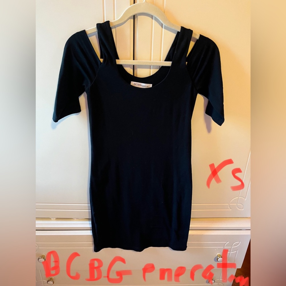 Bcbgeneration Elegant Black Cold Shoulder Dress S… - image 1